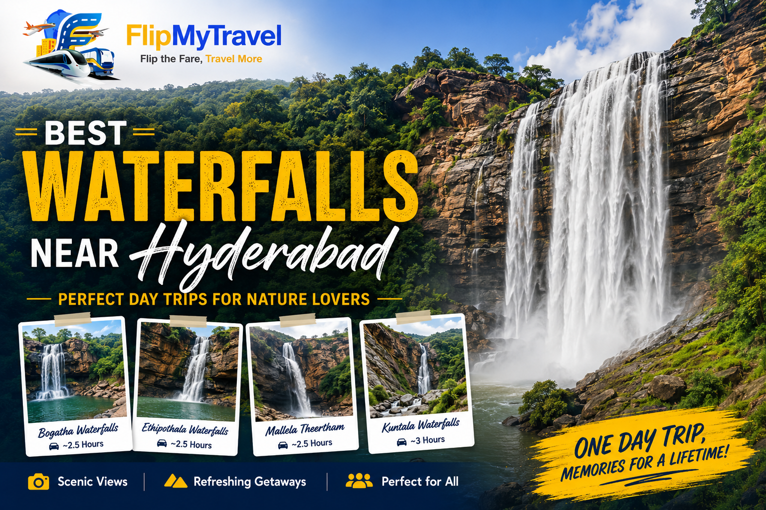 Best Waterfalls Near Hyderabad for One Day Trips – FlipMyTravel Guide