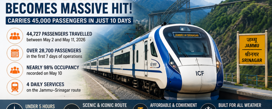 Jammu Srinagar Vande Bharat Express carrying 45000 passengers in 10 days through Kashmir mountains